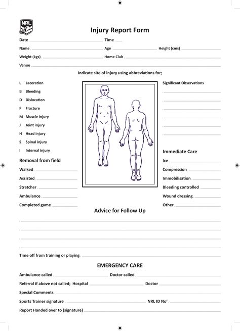 Free Injury Report Forms In Ms Word Pdf Excel