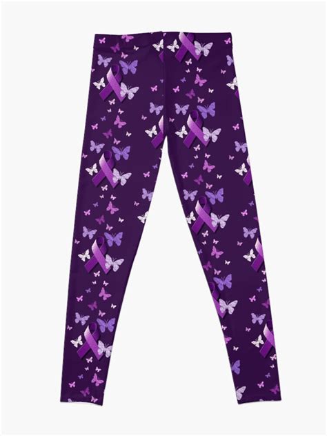 Purple Awareness Ribbon With Butterflies Leggings For Sale By