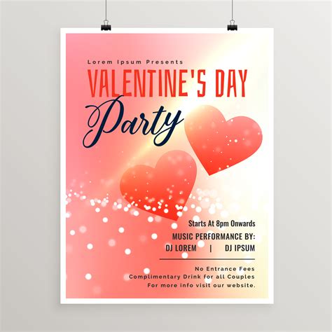 Happy Valentines Day Celebration Flyer Template Download Free Vector