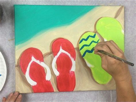 How To Paint Flip Flops On The Shore Painting Step By Step Painting
