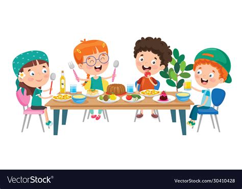 Children Eating Healthy Food Royalty Free Vector Image
