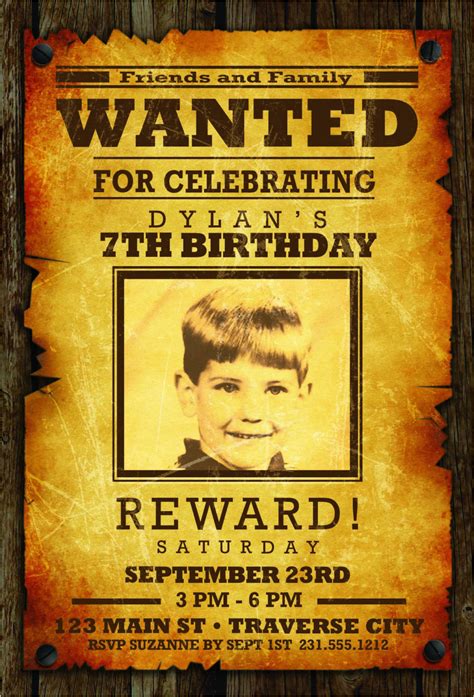 Wanted Birthday Invitation Template Wanted Poster Invitation For Kids
