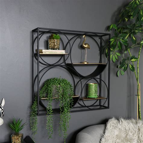 Looking for a good deal on round wall shelves? Large Black and Copper Wall Shelf Unit - Melody Maison®