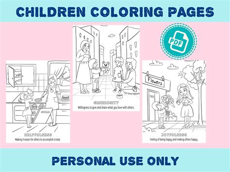 34 Virtues Coloring Pages Instant Download Printable Pages Etsy