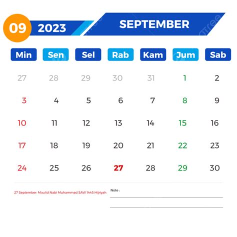 Kalender سبتمبر 2023 Lengkap Dengan Tanggal Merah كالندر سبتمبر 2023
