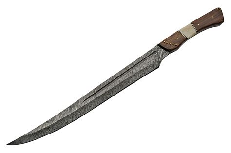 Short Sword 15in Damascus Steel Blade Full Tang Bonewalnut