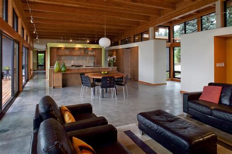 Living And Dining Room In Nw Modern New Home Note The Polished