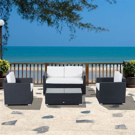 Onlinegymshop Outdoor Piece Cushioned Rattan Wicker Sofa Sectional