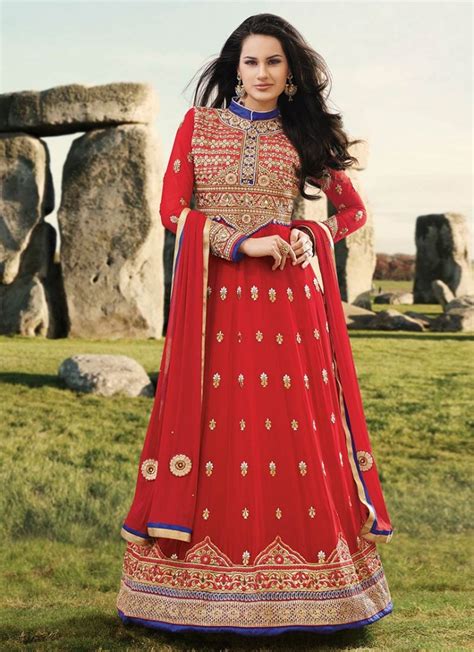 Beautiful Georgette Floor Length Anarkali Suit Latest Indian Ethnic Wear Dresses And Stylish Suits
