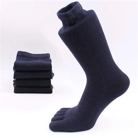 5 Pairs Mens Winter Dress Long Five Finger Toe Socks Brand 100 Cotton