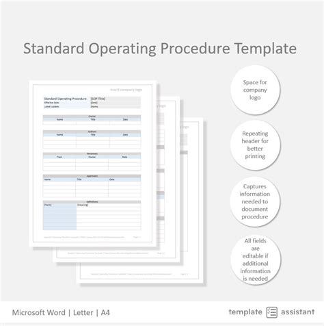Standard Operating Procedure Template Business Document Etsy Canada