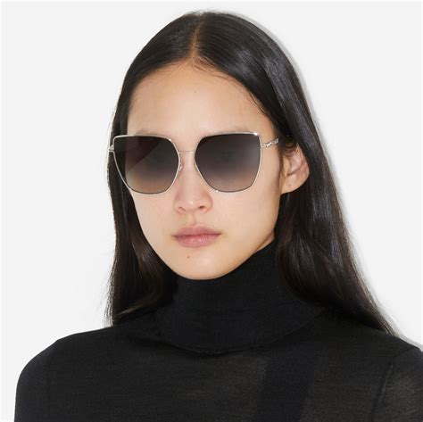 oversized cat eye frame sunglasses in black silver women burberry® official