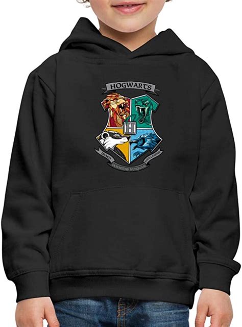 Spreadshirt Harry Potter Hogwarts Monochrome Kids Hoodie
