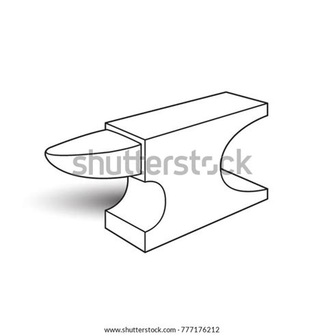 Black Outline Isolated Anvil Vector Drawing Stock Vector (Royalty Free