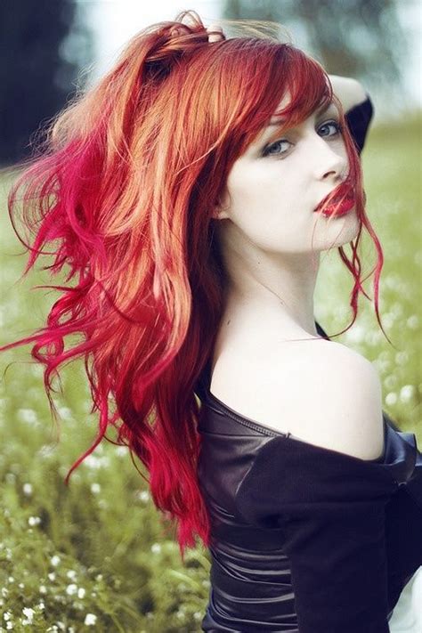 Red Dip Dye On Copper Hair Dipped Hair Red Ombre Hair Fire Hair