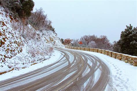 Dramatic Winter Landscape After Snowfall Picturesque Winding Road In