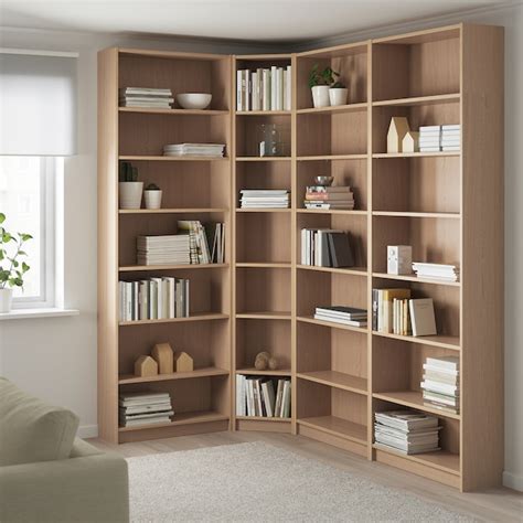 Billy Bookcase Combinationcrnr Solution White Stained Oak Veneer 215
