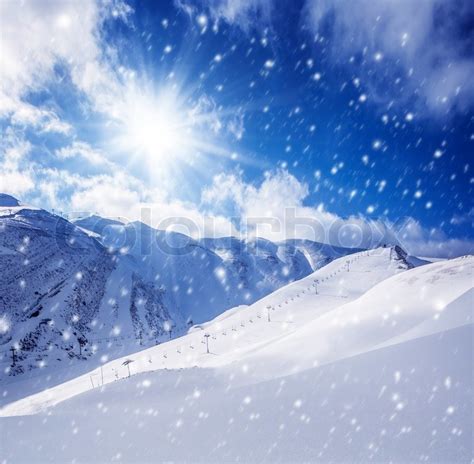 Beautiful Winter Landscape High Mountains Covered With