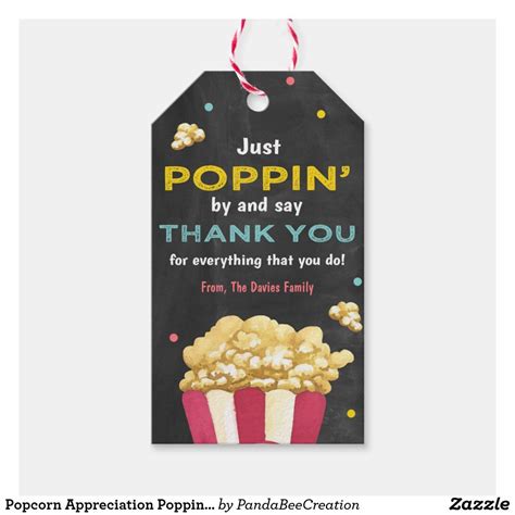 Popcorn Appreciation Poppin By To Say Thank You T Tags Zazzle
