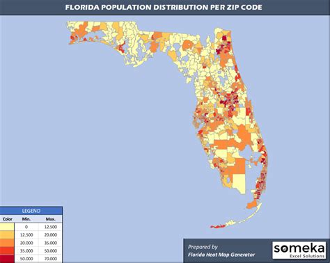 Florida Zip Code Map And Population List In Excel