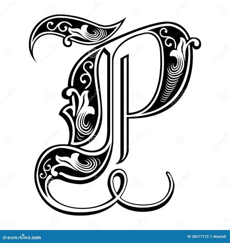 Garnished Gothic Style Font Letter P Stock Photography Image 38517772
