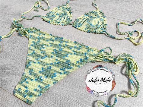 Crochet Bikini Set Pdf Pattern And Tutorial Triangle Top Etsy