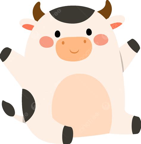 Gambar Sapi Perah Lucu Duduk Dengan Kaki Terbuka Imut Susu Lembu Png