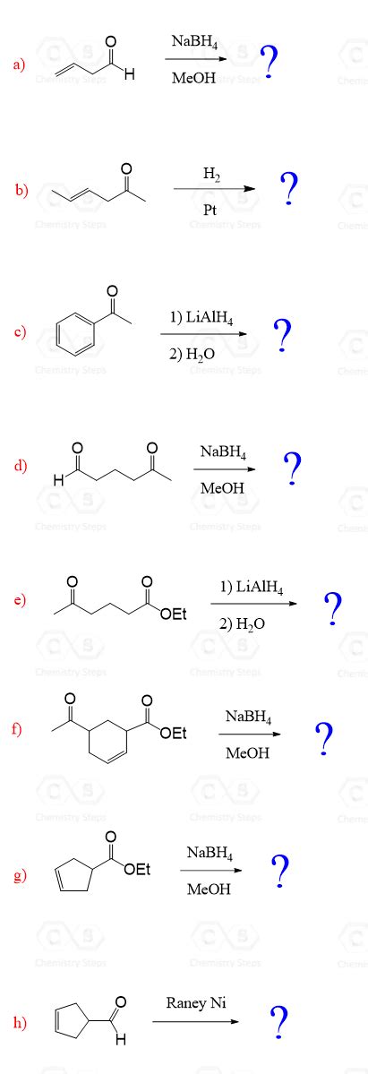 Alcohols From Carbonyl Reductions Practice Problems Chemistry