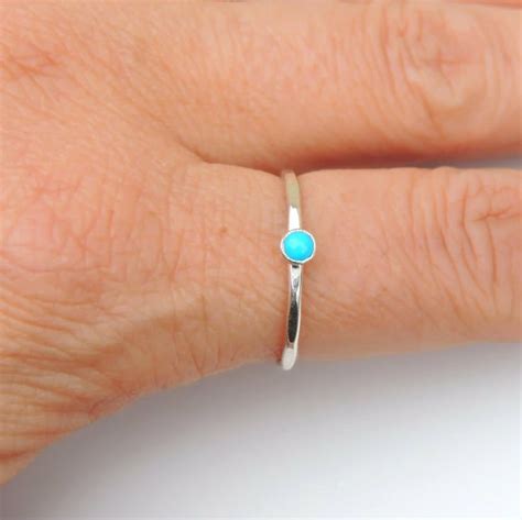 Small Turquoise Ring Sterling Silver Stacking Ring Etsy Turquoise