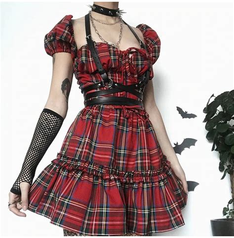 Gothic Flared Pleated Mini Dress Rebelsmarket