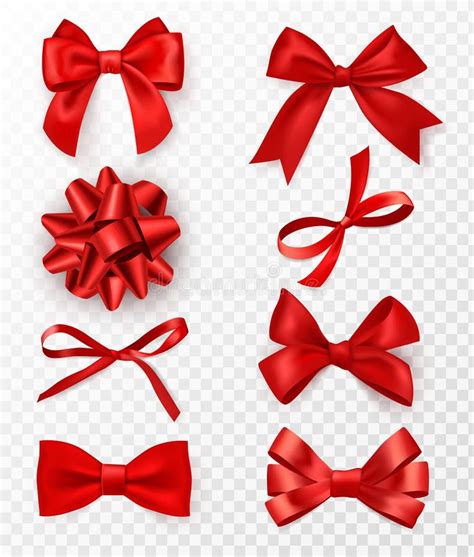 Silk Red Ribbons Isolated Transparent Background Stock Illustrations