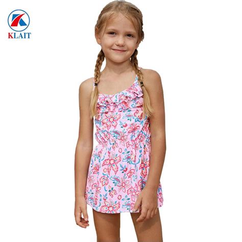 Hot Item Blue Pink Multi Layer Ruffles Toddler Girls Swim Dress