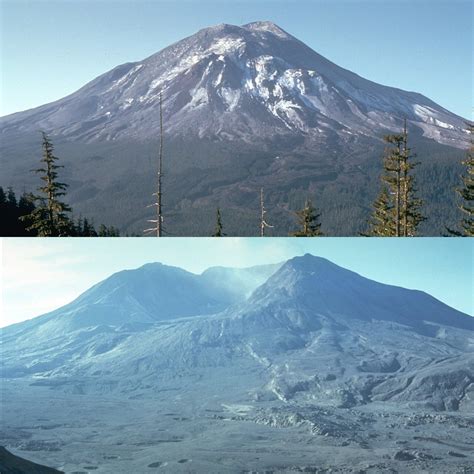 Mount St Helens 1 Day Before And 4 Months After Its 1980 Eruption It