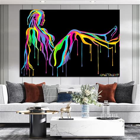 Pop Art Colorful Abstract Sexy Girl Nude Canvas Painting Poster And