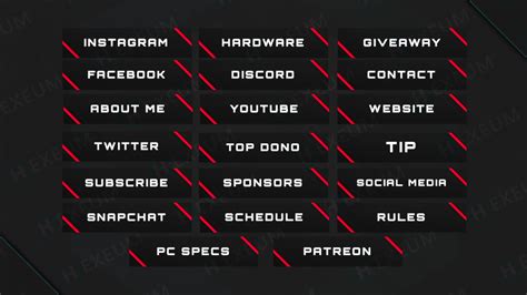 Red And Black Twitch Panels Channel Buttons Hexeum