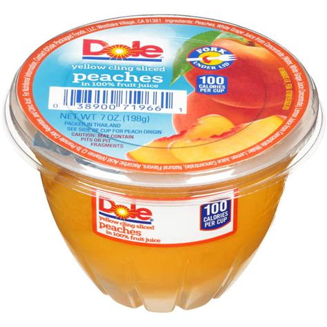 Dole Sliced Peach In 100 Juice 7 Ounce Cups Pack Of 12 Walmart