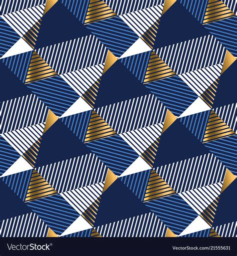 Geometric Gold And Blue Luxury Seamless Pattern Vector Image