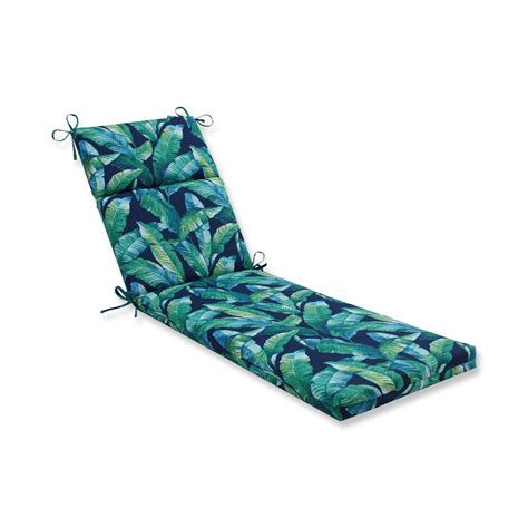 725 Navy Blue And Green Tropical Outdoor Patio Chaise Lounge Cushion