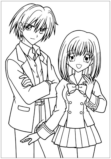 Manga Drawing Boy And Girl In School Suit Manga Anime