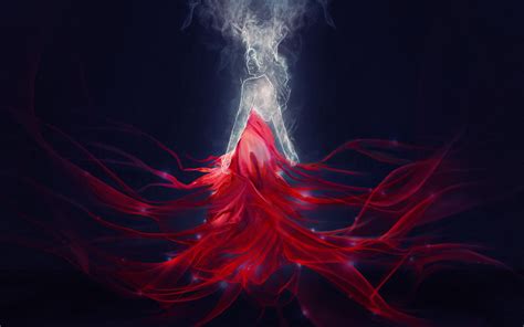 Fantasy Art Woman Smoke Red Dress Wallpaper Creative And Fantasy Wallpaper Better