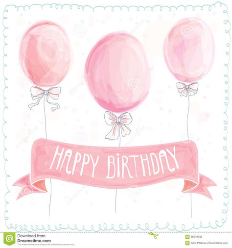 Happy Birthday Greeting Card Balloons Stock Vector Illustration Of