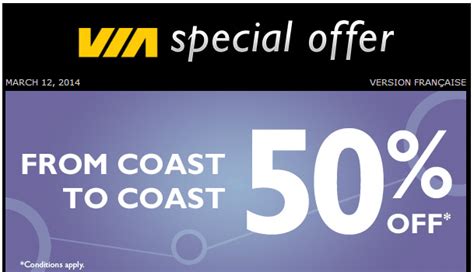 Via Rail Canada Offers: 50% Off From Coast to Coast! | Canadian