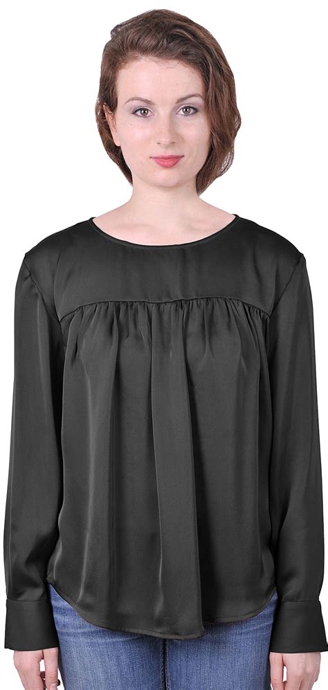 Womens Casual Office Gathered Yoke Blouse Top Shirt Long Sleeves Ebay