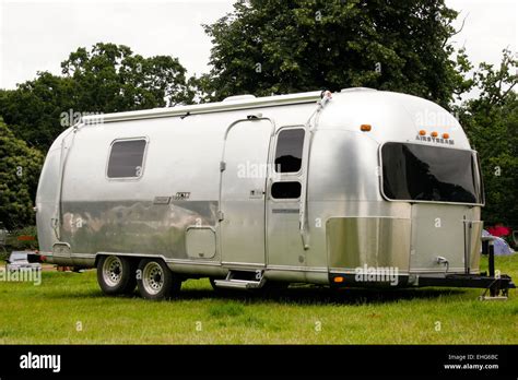 Iconic Airstream Silver Bullet Travel Trailers At A Festival In
