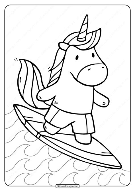 Butterflies taste food by standing on top of it! Free Printable Unicorn Surfer Pdf Coloring Page