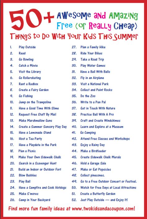 50 Free Or Really Cheap Things To Do With Your Kids