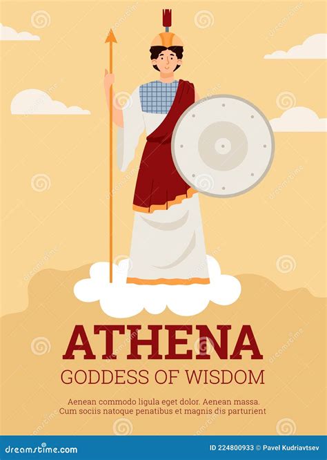 Poster With Athena Goddess Of Wisdom Warfare And Arts In Ancient Greek