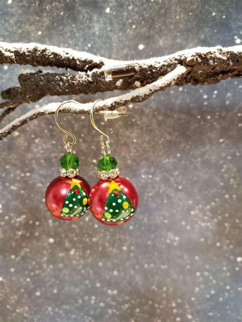 Christmas Ornament Ball Earrings Winter Earrings Christmas Earrings