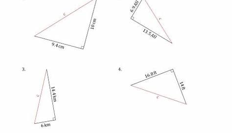 pythagorean theorem missing hypotenuse worksheets