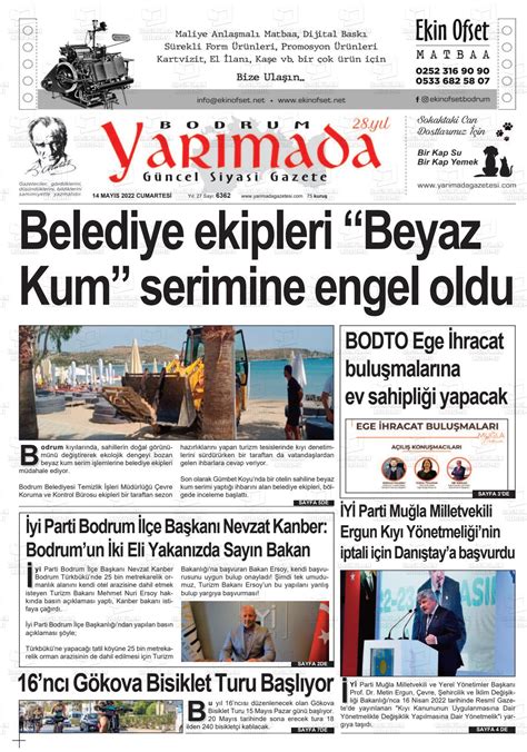 14 Mayıs 2022 tarihli Bodrum Yarimada Gazete Manşetleri